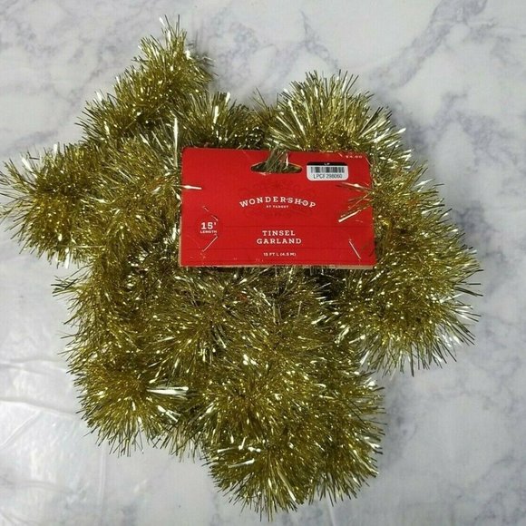 Other - Strand Gold Tinsel Garland 15 Ft Per Strand x 2.5" Wide NWT Home Décor Holiday